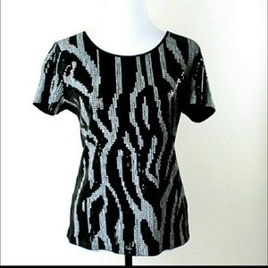 Michael Kors Sequin Zebra Print T Shirt Large